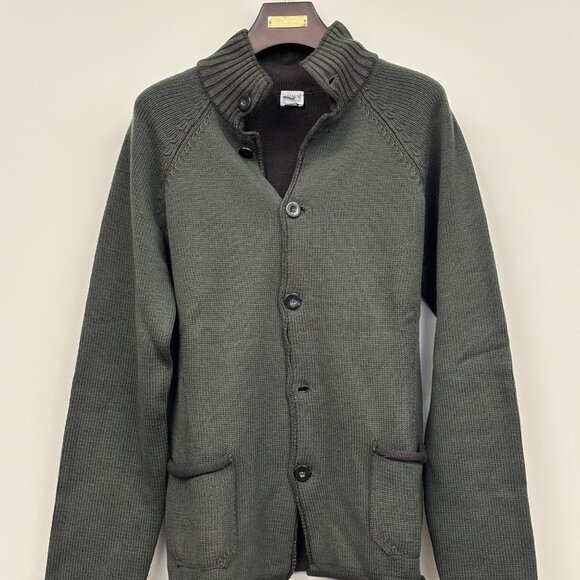 Armani Collezioni - Dark Green Cardigan | Size L | Pure Virgin Wool - Picture 1 of 5